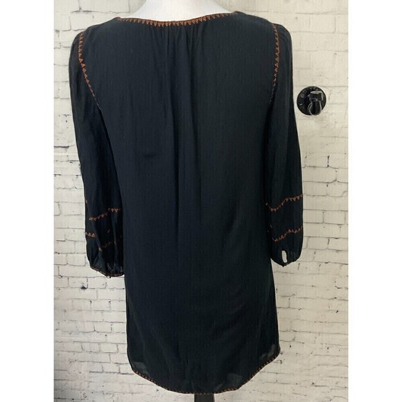 Madewell Women Black Sheath Dress Sz XXS Sweetheart Neck Ballon Sleeves Long E1 - Picture 5 of 12